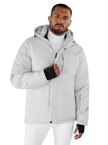 OZONEE Herren Skijacke Snowboardjacke Winterjacke Outdoorjacke Wasserdicht Funktionsjacke Outdoor Jacke Sport Schneejacke Winddicht Atmungsaktiv Schneefang Winter Warm 777/4116K/280 HELLGRAU 3XL von OZONEE