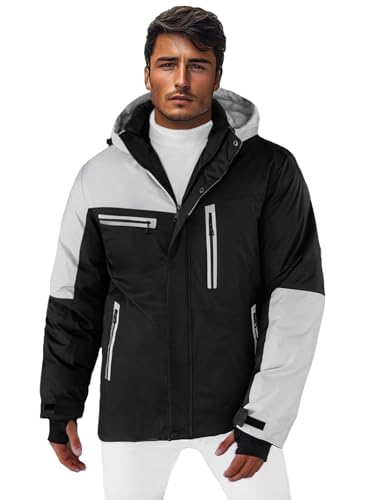OZONEE Herren Skijacke Snowboardjacke Winterjacke Outdoorjacke Wasserdicht Funktionsjacke Outdoor Jacke Sport Schneejacke Winddicht Atmungsaktiv Schneefang Winter Warm 777/6814K/92 SCHWARZ-GRAU 3XL von OZONEE