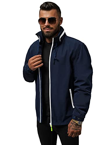 OZONEE Herren Softshell Jacke Regenjacke Wasserdicht Atmungsaktiv Softshelljacke Übergangsjacke Winterjacke Windbreaker Skijacke Winter Kapuze Herrenjacke Outdoor JS/5M3105Z/215 DUNKELBLAU M von OZONEE