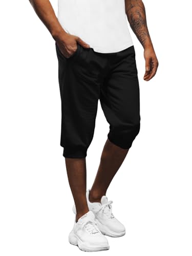 OZONEE Herren Sporthose Kurz Shorts Sweatpants Trainingshose Kurze Hose Bermuda Sportshorts Jogginghose Freizeithose Sweatshorts Herrenhose Sport 777/1203S/3 SCHWARZ M von OZONEE