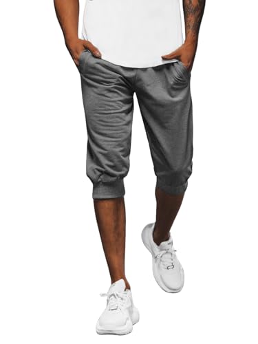 OZONEE Herren Sporthose Kurz Shorts Sweatpants Trainingshose Kurze Hose Bermuda Sportshorts Jogginghose Freizeithose Sweatshorts Herrenhose Sport 777/1203S/5 DUNKELGRAU L von OZONEE