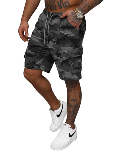 OZONEE Herren Sporthose Kurz Shorts Sweatpants Trainingshose Kurze Hose Bermuda Sportshorts Jogginghose Freizeithose Sweatshorts Herrenhose Sport 777/1989S/5 DUNKELGRAU M von OZONEE