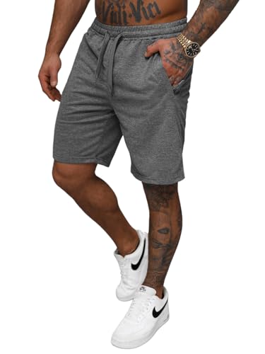 OZONEE Herren Sporthose Kurz Shorts Sweatpants Trainingshose Kurze Hose Bermuda Sportshorts Jogginghose Freizeithose Sweatshorts Herrenhose Sport 777/2555S/5 DUNKELGRAU XL von OZONEE