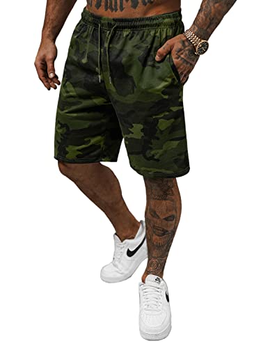 OZONEE Herren Sporthose Kurz Shorts Sweatpants Trainingshose Kurze Hose Bermuda Sportshorts Jogginghose Freizeithose Sweatshorts Herrenhose Sport 777/3229S/29 GRÜN M von OZONEE