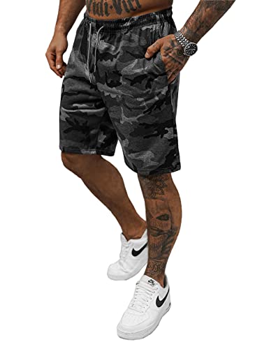 OZONEE Herren Sporthose Kurz Shorts Sweatpants Trainingshose Kurze Hose Bermuda Sportshorts Jogginghose Freizeithose Sweatshorts Herrenhose Sport 777/3229S/5 DUNKELGRAU M von OZONEE