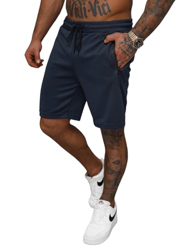 OZONEE Herren Sporthose Kurz Shorts Sweatpants Trainingshose Kurze Hose Bermuda Sportshorts Jogginghose Freizeithose Sweatshorts Herrenhose Sport 777/4265S/25 DUNKELBLAU 2XL von OZONEE