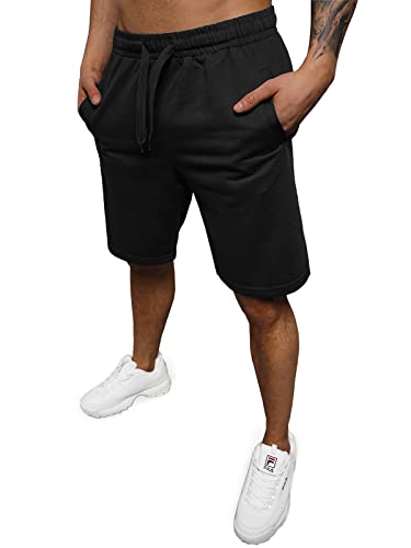 OZONEE Herren Sporthose Kurz Shorts Sweatpants Trainingshose Kurze Hose Bermuda Sportshorts Jogginghose Freizeithose Sweatshorts Herrenhose Sport 777/6187S/3 SCHWARZ M von OZONEE