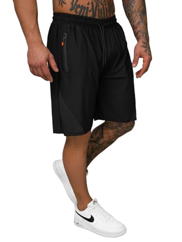 OZONEE Herren Sporthose Kurz Shorts Sweatpants Trainingshose Kurze Hose Bermuda Sportshorts Jogginghose Freizeithose Sweatshorts Herrenhose Sport 777/9824S/3 SCHWARZ 2XL von OZONEE