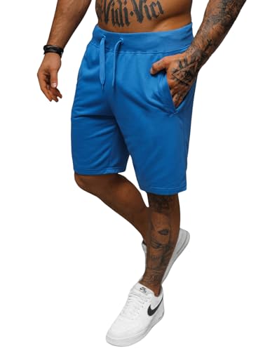 OZONEE Herren Sporthose Kurz Shorts Sweatpants Trainingshose Kurze Hose Bermuda Sportshorts Jogginghose Freizeithose Sweatshorts Herrenhose Sport 777/9869S/16 BLAU XL von OZONEE