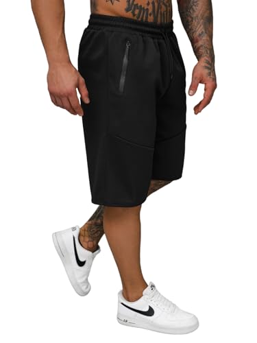 OZONEE Herren Sporthose Kurz Shorts Sweatpants Trainingshose Kurze Hose Bermuda Sportshorts Jogginghose Freizeithose Sweatshorts Herrenhose Sport JS/15K1822Z/3 SCHWARZ 2XL von OZONEE