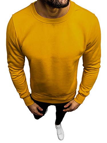 OZONEE Herren Sweatshirt Pullover Langarm Farbvarianten Langarmshirt Pulli ohne Kapuze Baumwolle Baumwollemischung Classic Basic Rundhals-Ausschnitt Sport JS/2001-10Z 2XL Camel von OZONEE