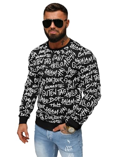 OZONEE Herren Sweatshirt Pullover Langarm Farbvarianten Langarmshirt Pulli ohne Kapuze Baumwolle Baumwollmischung Classic Basic Rundhals-Ausschnitt Sport JS/8B1188Z/3 SCHWARZ XXL von OZONEE
