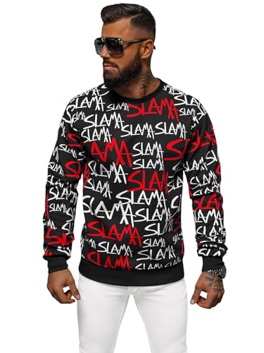 OZONEE Herren Sweatshirt Pullover Langarm Farbvarianten Langarmshirt Pulli ohne Kapuze Baumwolle Baumwollmischung Classic Basic Rundhals-Ausschnitt Sport JS/8B1190Z/3 SCHWARZ M von OZONEE