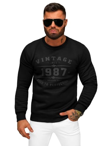 OZONEE Herren Sweatshirt Pullover Langarm Farbvarianten Langarmshirt Pulli ohne Kapuze Baumwolle Baumwollmischung Classic Basic Rundhals-Ausschnitt Sport JS/8B1359Z/3 SCHWARZ XL von OZONEE