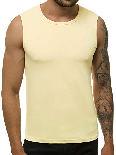 OZONEE Herren Tank Top Tanktop Tankshirt Ärmellos Bodybuilding Shirt Unterhemd T-Shirt Muskelshirt Achselshirt Ärmellose Training Gym Sport Fitness Freizeit Rundhals 777/7835BO/67 BEIGE 2XL von OZONEE