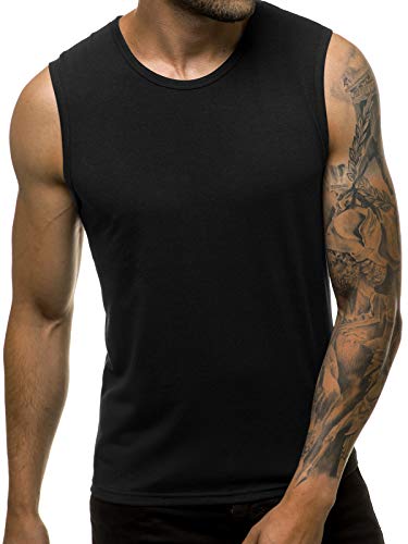 OZONEE Herren Tank Top Tanktop Tankshirt Ärmellos Bodybuilding Shirt Unterhemd T-Shirt Muskelshirt Achselshirt Ärmellose Training Gym Sport Fitness Freizeit Rundhals 777/7835BO SCHWARZ L von OZONEE