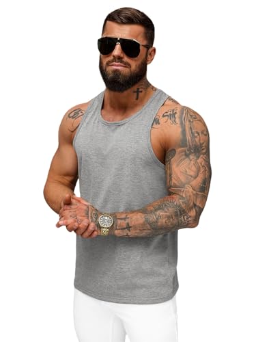 OZONEE Herren Tank Top Tanktop Tankshirt Ärmellos Bodybuilding Shirt Unterhemd T-Shirt Muskelshirt Achselshirt Ärmellose Training Gym Sport Fitness Freizeit Rundhals JS/99002Z DUNKELGRAU XL von OZONEE