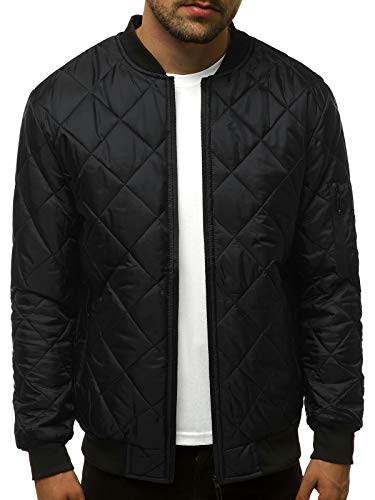 OZONEE Herren Übergangsjacke Jacke Übergang Jacken Herbst Bomberjacke Stehkragen Kapuze Steppjacke Kapuzenjacke Leichte Outdoor Puffer Jacket Gepolstert 777/5001K SCHWARZ L von OZONEE