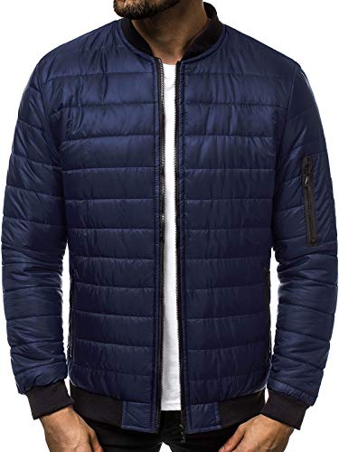 OZONEE Herren Winterjacke Jacke Winter Farbvarianten Warm Bomberjacke Steppjacke Wintermantel Kunstfell Daunenjacke Leichte Outdoor Puffer Jacket Gepolstert 777/698K DUNKELBLAU L von OZONEE