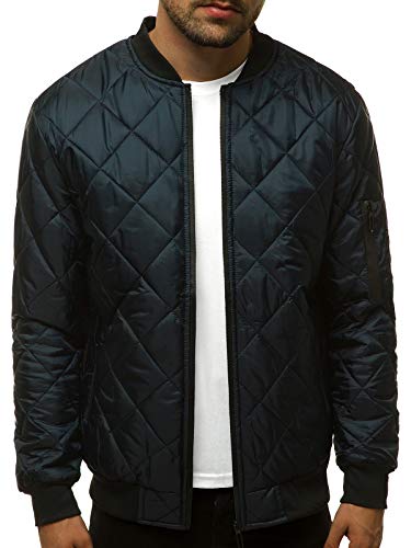 OZONEE Herren Übergangsjacke Jacke Übergang Jacken Herbst Bomberjacke Stehkragen Kapuze Steppjacke Kapuzenjacke Leichte Outdoor Puffer Jacket Gepolstert 777/8875K DUNKELBLAU M von OZONEE