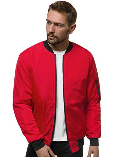 OZONEE Herren Übergangsjacke Jacke Übergang Jacken Herbst Bomberjacke Stehkragen Kapuze Steppjacke Kapuzenjacke Leichte Outdoor Puffer Jacket Gepolstert JS/AK95Z ROT XL von OZONEE