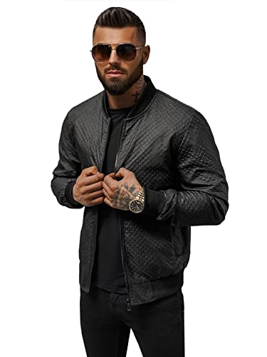 OZONEE Herren Übergangsjacke Jacke Übergang Jacken Herbst Bomberjacke Stehkragen Kapuze Steppjacke Kapuzenjacke Leichte Outdoor Puffer Jacket Gepolstert O/3A179Z SCHWARZ S von OZONEE