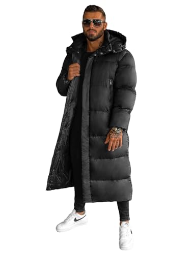 OZONEE Herren Winterjacke Jacke Parka Farbvarianten Warm Winterparka Funktionsparka Wintermantel Lange Kunstfell Gefüttert Outdoor Puffer Jacket Gepolstert 777/3401K SCHWARZ XL von OZONEE