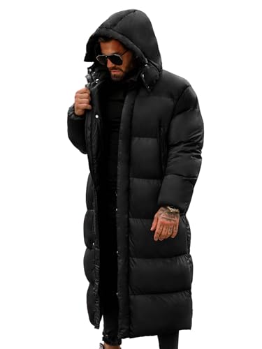 OZONEE Herren Winterjacke Jacke Parka Farbvarianten Warm Winterparka Funktionsparka Wintermantel Lange Kunstfell Gefüttert Outdoor Puffer Jacket Gepolstert 777/4699K SCHWARZ M von OZONEE
