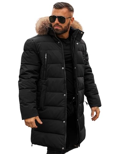 OZONEE Herren Winterjacke Jacke Parka Farbvarianten Warm Winterparka Funktionsparka Wintermantel Lange Kunstfell Gefüttert Outdoor Puffer Jacket Gepolstert 777/4874K/392 SCHWARZ XL von OZONEE