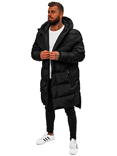 OZONEE Herren Winterjacke Jacke Parka Farbvarianten Warm Winterparka Funktionsparka Wintermantel Lange Kunstfell Gefüttert Outdoor Puffer Jacket Gepolstert 777/7441K SCHWARZ S von OZONEE