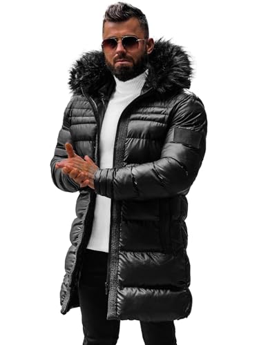 OZONEE Herren Winterjacke Jacke Winter Farbvarianten Warm Bomberjacke Steppjacke Wintermantel Kunstfell Daunenjacke Leichte Jacket Outdoor Puffer Gepolstert 777/8660K ROT XXL von OZONEE