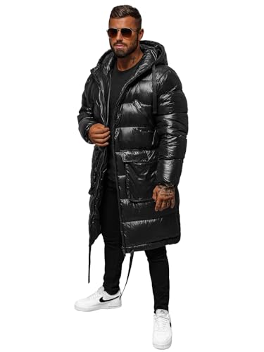 OZONEE Herren Winterjacke Jacke Parka Farbvarianten Warm Winterparka Funktionsparka Wintermantel Lange Kunstfell Gefüttert Outdoor Puffer Jacket Gepolstert O/M3205Z SCHWARZ XXL von OZONEE