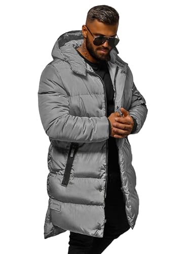 OZONEE Herren Winterjacke Jacke Winter Farbvarianten Warm Bomberjacke Steppjacke Wintermantel Kunstfell Daunenjacke Leichte Jacket Outdoor Puffer Gepolstert O/M799Z GRAU L von OZONEE