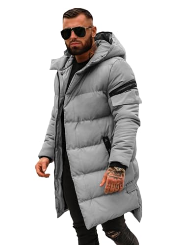 OZONEE Herren Winterjacke Jacke Winter Farbvarianten Warm Bomberjacke Steppjacke Wintermantel Kunstfell Daunenjacke Leichte Jacket Outdoor Puffer Gepolstert O/M799Z GRAU M von OZONEE