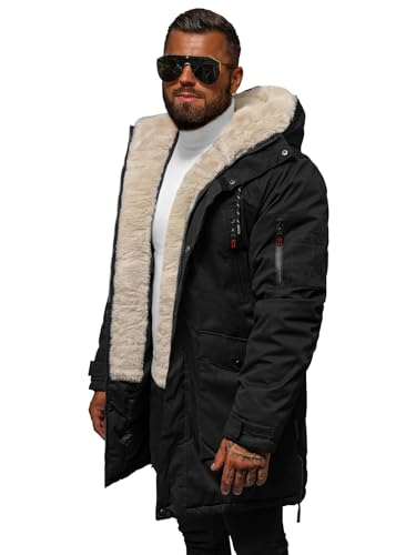 OZONEE Herren Winterjacke Jacke Winter Farbvarianten Warm Bomberjacke Steppjacke Wintermantel Kunstfell Daunenjacke Leichte Jacket Outdoor Puffer Gepolstert 777/1990K/392 SCHWARZ 2XL von OZONEE