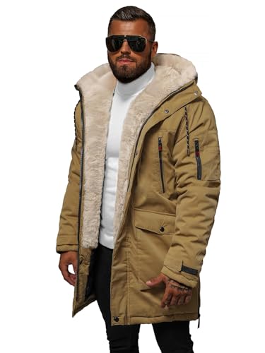 OZONEE Herren Winterjacke Jacke Winter Farbvarianten Warm Bomberjacke Steppjacke Wintermantel Kunstfell Daunenjacke Leichte Jacket Outdoor Puffer Gepolstert 777/1990K/84 CAMEL M von OZONEE