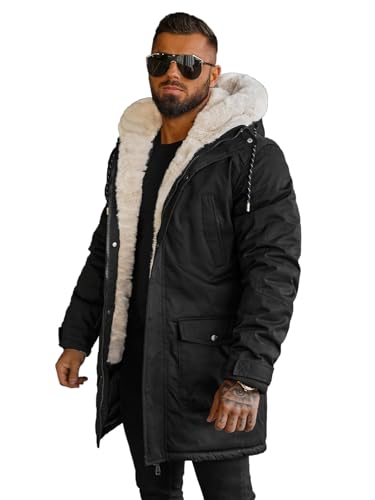 OZONEE Herren Winterjacke Jacke Winter Farbvarianten Warm Bomberjacke Steppjacke Wintermantel Kunstfell Daunenjacke Leichte Jacket Outdoor Puffer Gepolstert 777/2130K/392 SCHWARZ XL von OZONEE