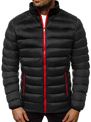 OZONEE Herren Winterjacke Jacke Winter Farbvarianten Warm Bomberjacke Steppjacke Wintermantel Kunstfell Leichte Jacket Outdoor Puffer Gepolstert 777/3952K SCHWARZ/2 L von OZONEE