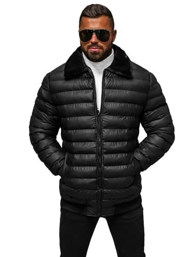 OZONEE Herren Winterjacke Jacke Winter Farbvarianten Warm Bomberjacke Steppjacke Wintermantel Kunstfell Daunenjacke Leichte Jacket Outdoor Puffer Gepolstert 777/4590K SCHWARZ S von OZONEE