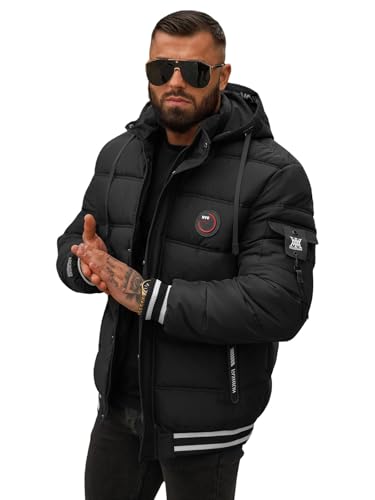 OZONEE Herren Winterjacke Jacke Winter Farbvarianten Warm Bomberjacke Steppjacke Wintermantel Kunstfell Daunenjacke Leichte Jacket Outdoor Puffer Gepolstert 777/4970K/392 SCHWARZ XL von OZONEE