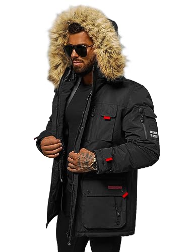 OZONEE Herren Winterjacke Jacke Winter Farbvarianten Warm Bomberjacke Steppjacke Wintermantel Kunstfell Daunenjacke Leichte Jacket Outdoor Puffer Gepolstert 777/5546K/392 SCHWARZ M von OZONEE