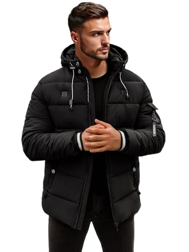 OZONEE Herren Winterjacke Jacke Winter Farbvarianten Warm Bomberjacke Steppjacke Wintermantel Kunstfell Daunenjacke Leichte Jacket Outdoor Puffer Gepolstert 777/5971K/392 SCHWARZ L von OZONEE