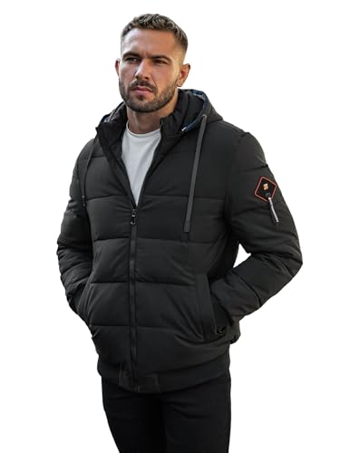 OZONEE Herren Winterjacke Jacke Winter Farbvarianten Warm Bomberjacke Steppjacke Wintermantel Kunstfell Daunenjacke Leichte Jacket Outdoor Puffer Gepolstert 777/6197K/392 SCHWARZ L von OZONEE