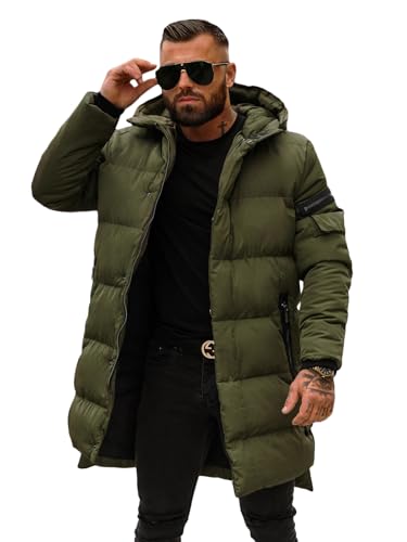 OZONEE Herren Winterjacke Jacke Winter Farbvarianten Warm Bomberjacke Steppjacke Wintermantel Kunstfell Daunenjacke Leichte Jacket Outdoor Puffer Gepolstert 777/7048K GRÜN M von OZONEE