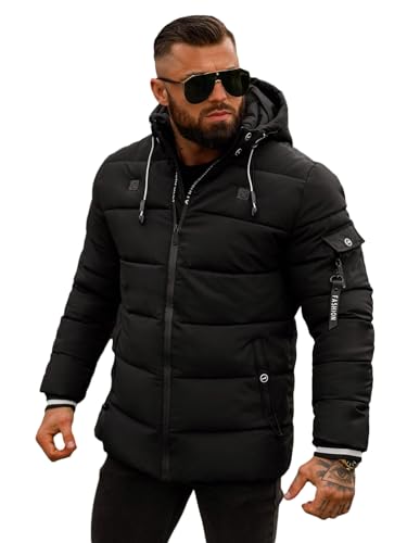 OZONEE Herren Winterjacke Jacke Winter Farbvarianten Warm Bomberjacke Steppjacke Wintermantel Kunstfell Daunenjacke Leichte Jacket Outdoor Puffer Gepolstert 777/7384K/392 SCHWARZ M von OZONEE