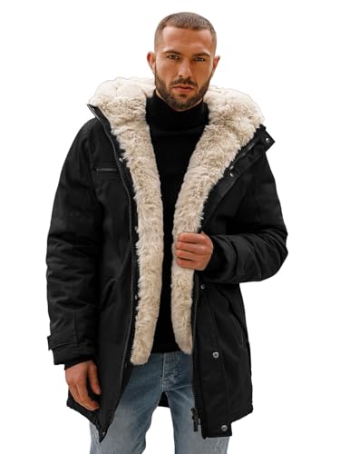 OZONEE Herren Winterjacke Jacke Winter Farbvarianten Warm Bomberjacke Steppjacke Wintermantel Kunstfell Daunenjacke Leichte Jacket Outdoor Puffer Gepolstert 777/8533K/392 SCHWARZ XL von OZONEE