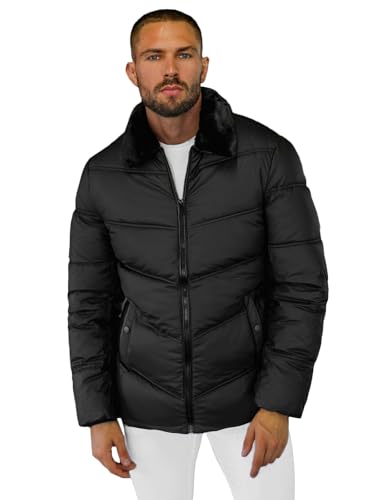 OZONEE Herren Winterjacke Jacke Winter Farbvarianten Warm Bomberjacke Steppjacke Wintermantel Kunstfell Daunenjacke Leichte Jacket Outdoor Puffer Gepolstert 777/8768K SCHWARZ 2XL von OZONEE