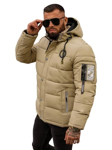 OZONEE Herren Winterjacke Jacke Winter Farbvarianten Warm Bomberjacke Steppjacke Wintermantel Kunstfell Daunenjacke Leichte Jacket Outdoor Puffer Gepolstert 777/9052K/62 BEIGE S von OZONEE
