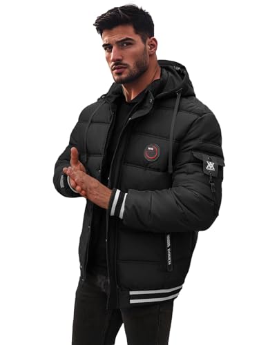 OZONEE Herren Winterjacke Jacke Winter Farbvarianten Warm Bomberjacke Steppjacke Wintermantel Kunstfell Daunenjacke Leichte Jacket Outdoor Puffer Gepolstert 777/9334K/392 SCHWARZ XL von OZONEE