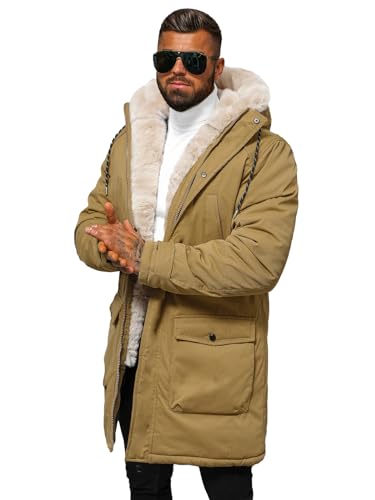 OZONEE Herren Winterjacke Jacke Winter Farbvarianten Warm Bomberjacke Steppjacke Wintermantel Kunstfell Daunenjacke Leichte Jacket Outdoor Puffer Gepolstert 777/9873K/84 CAMEL 2XL von OZONEE